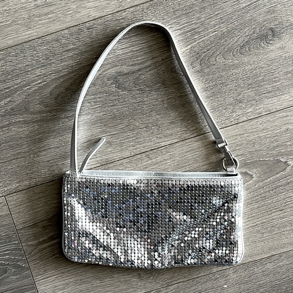 New York & Company Handbags - New York and Company Silver Sequin Small Bag.